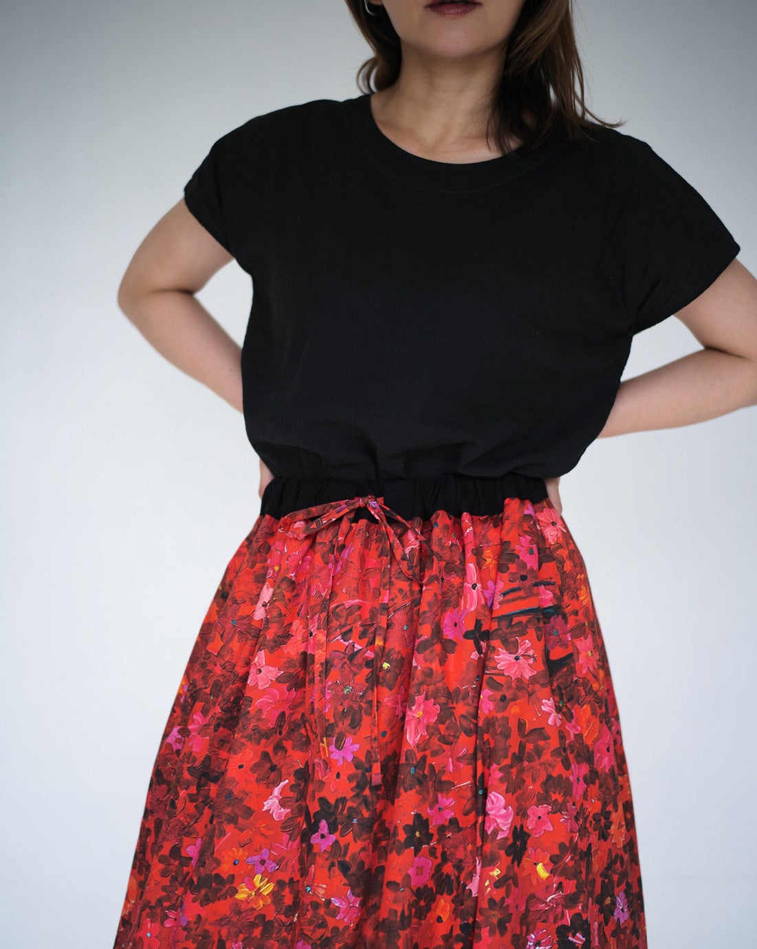 red flower reversible skirt