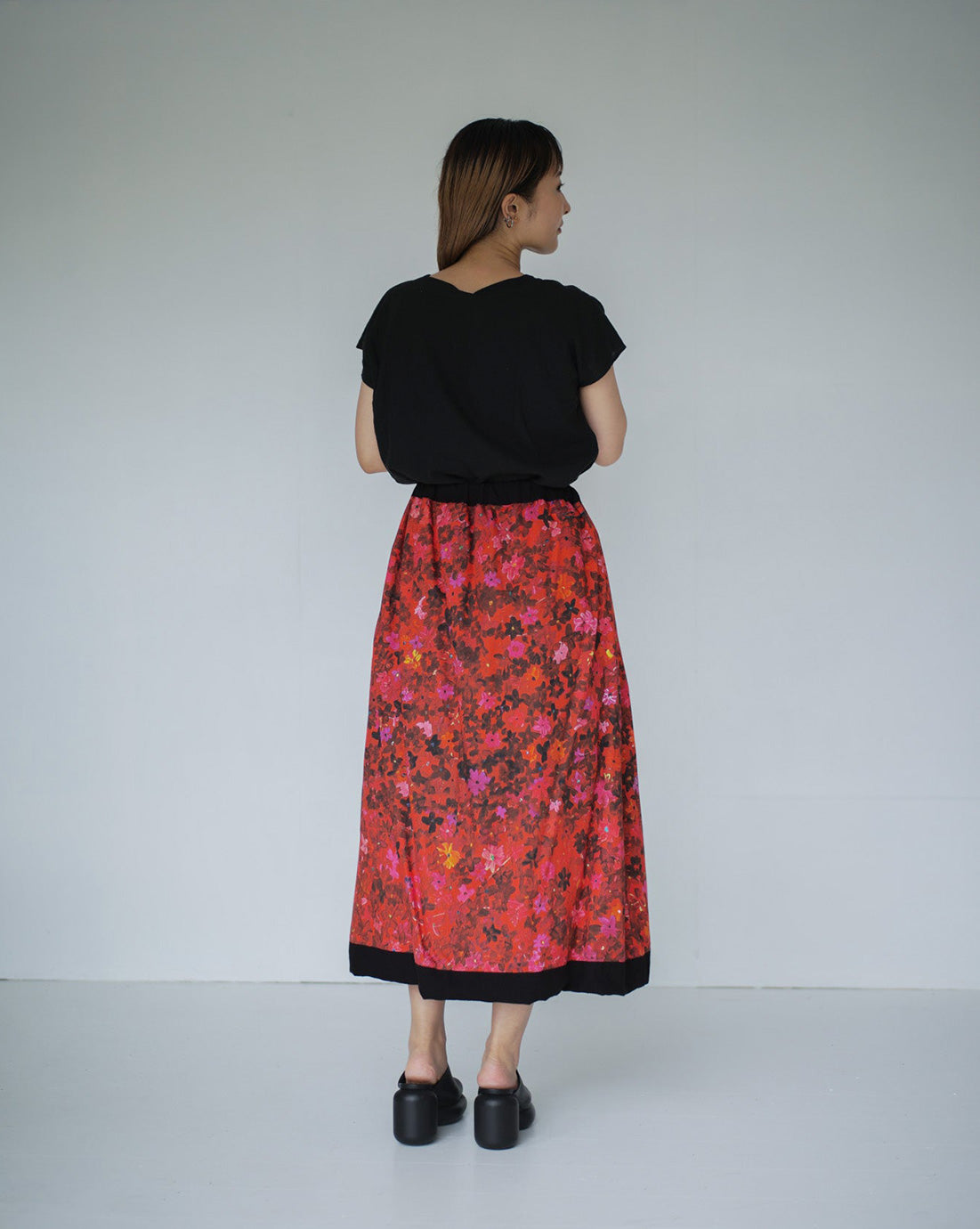 red flower reversible skirt