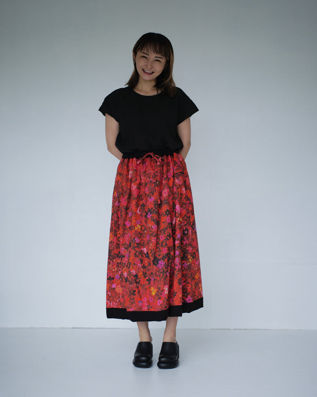 red flower reversible skirt