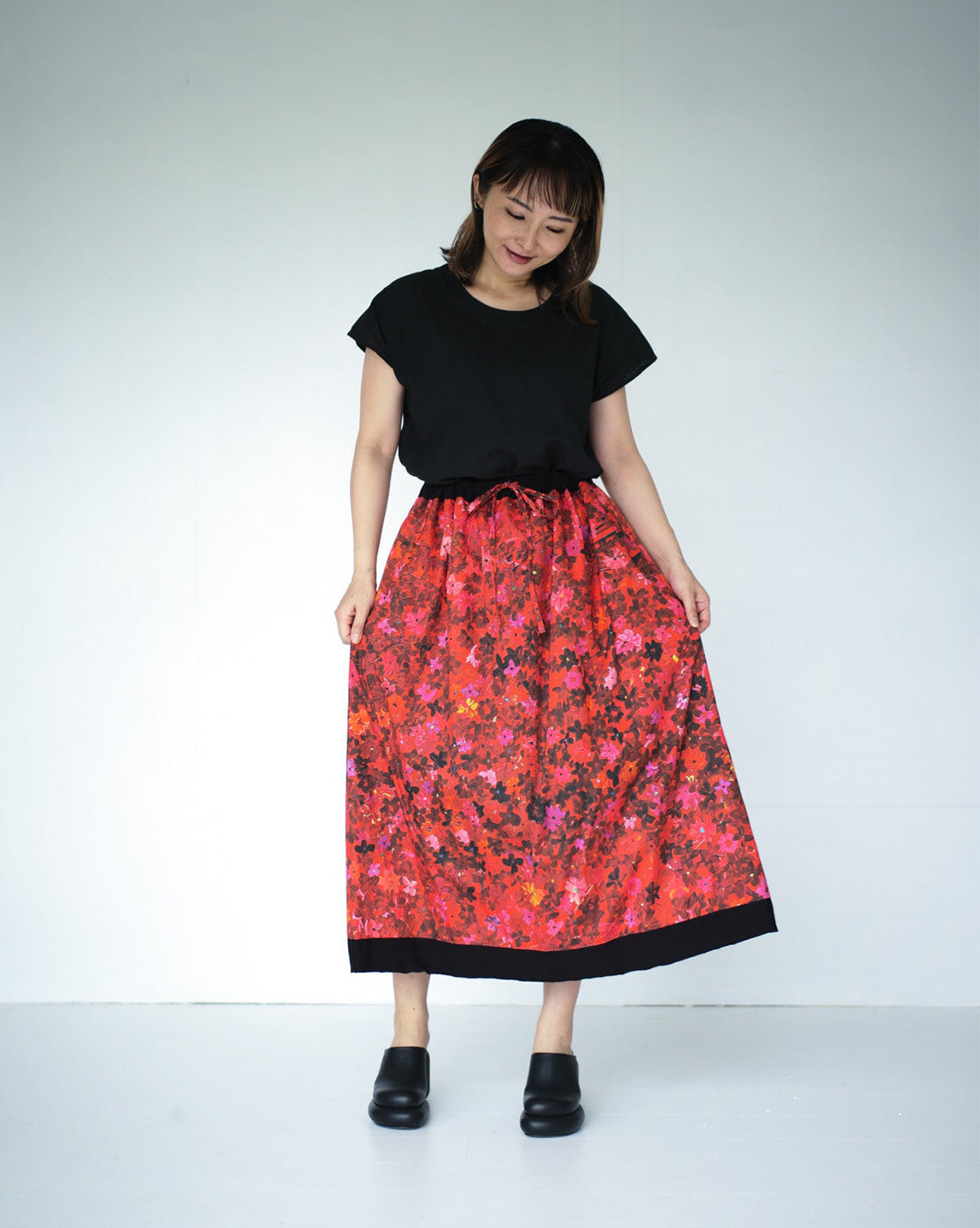 red flower reversible skirt