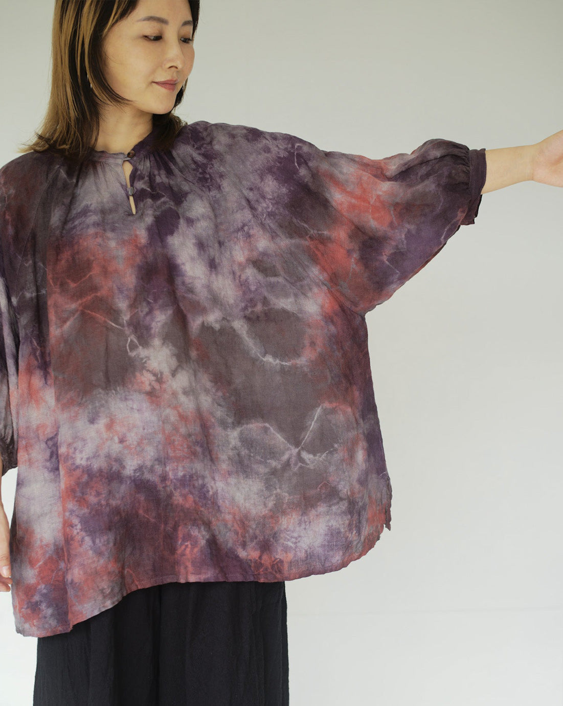 one of one hand dyed 2way blouse