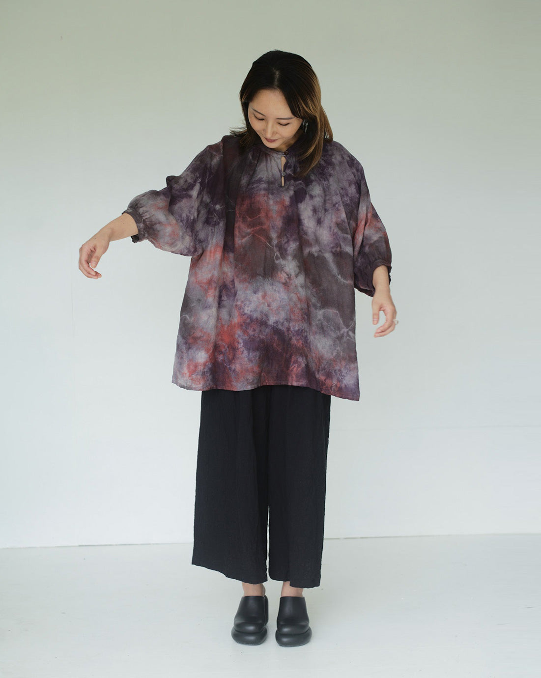 one of one hand dyed 2way blouse