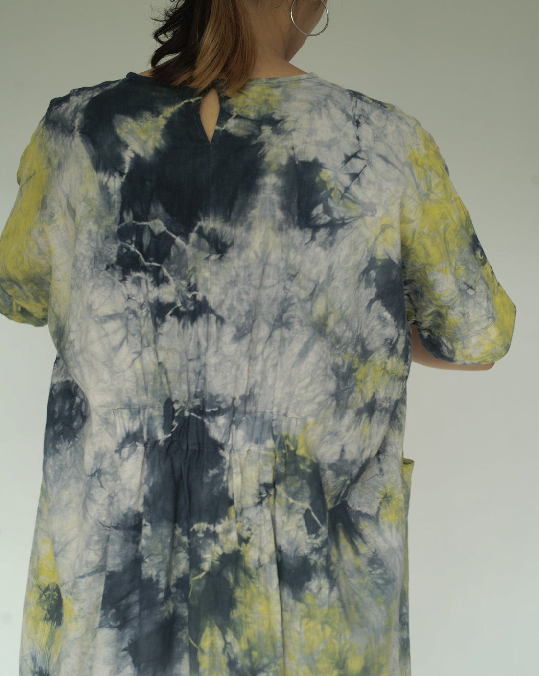 one of one hand dyed front pocket dress