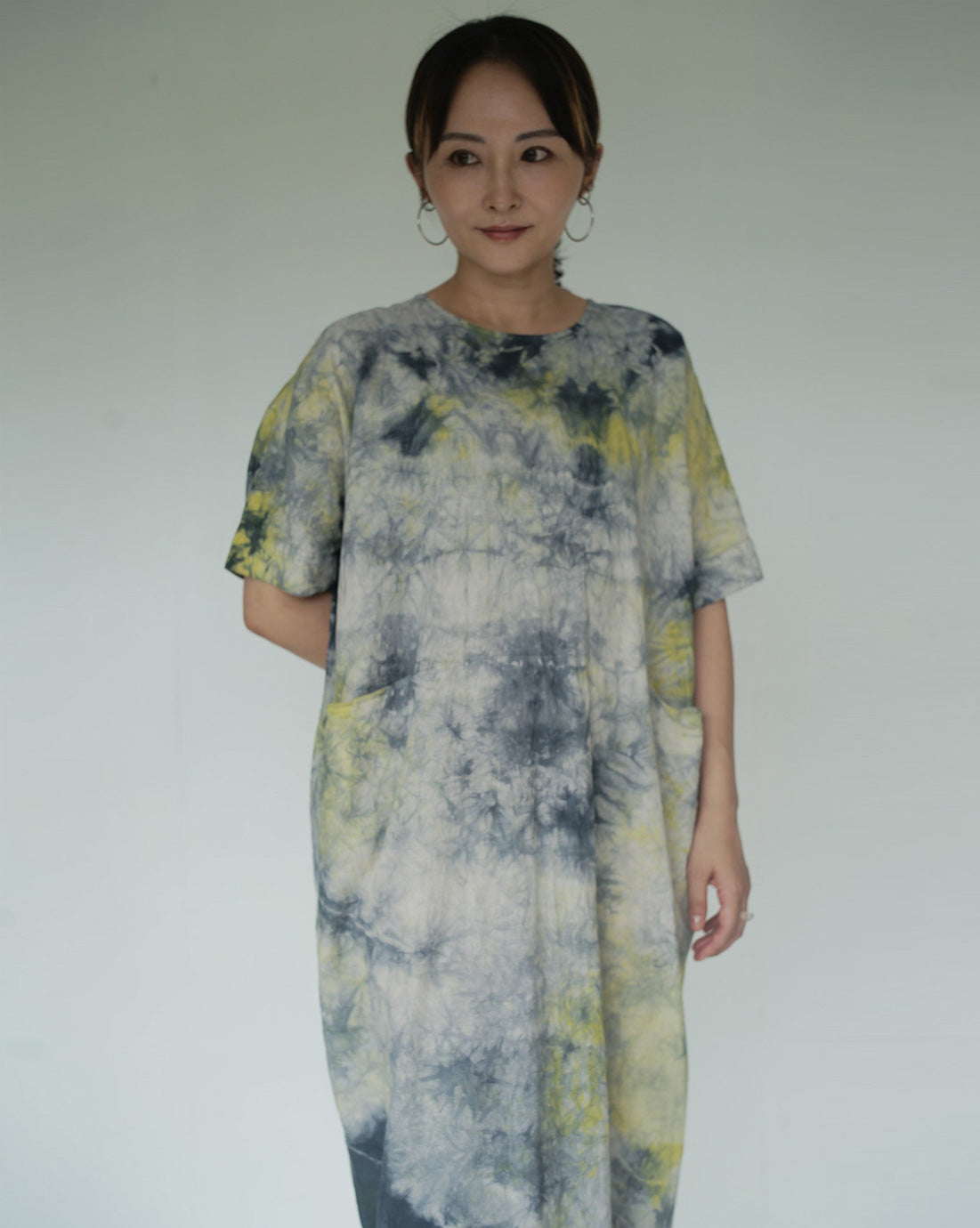 one of one hand dyed front pocket dress