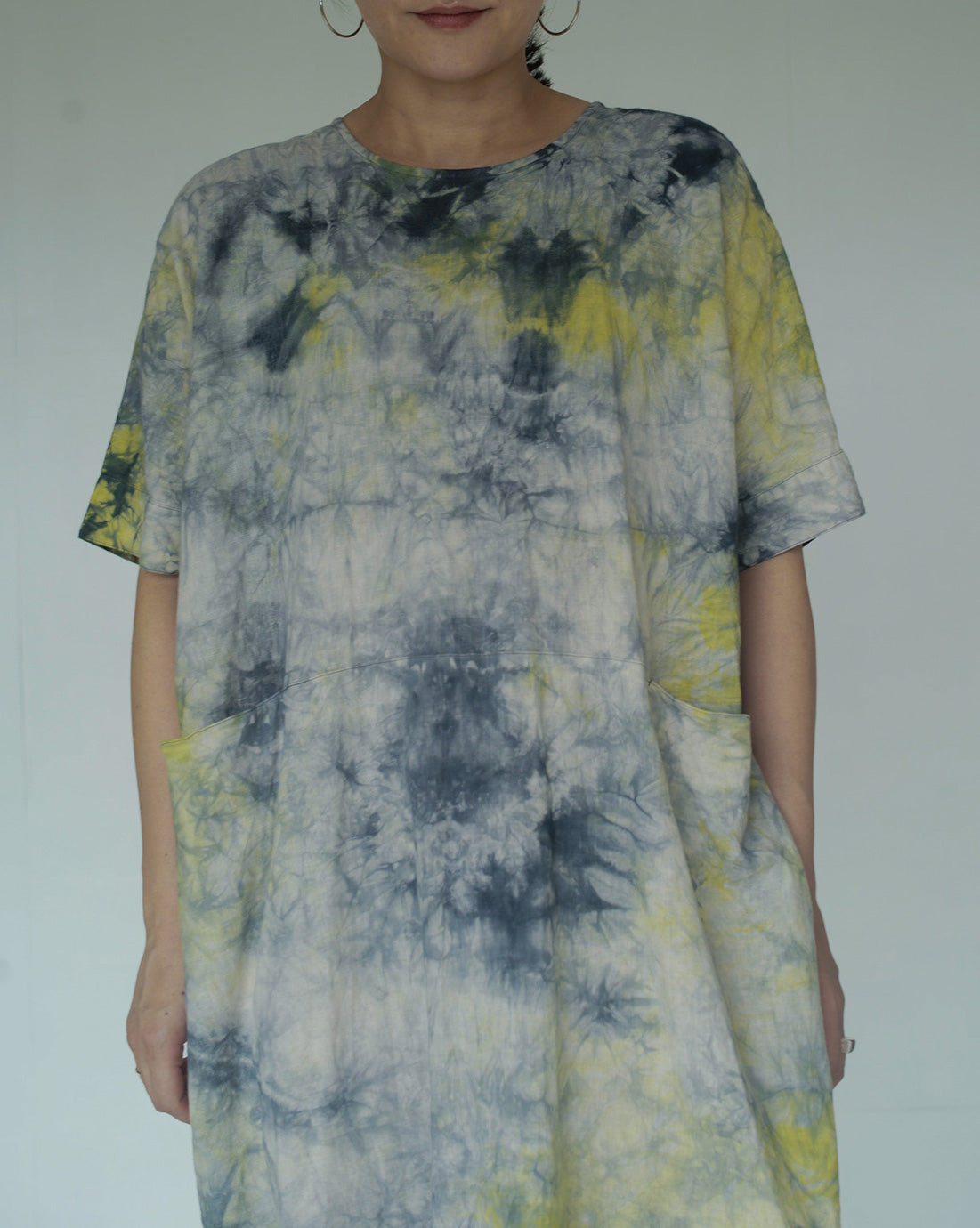 one of one hand dyed front pocket dress