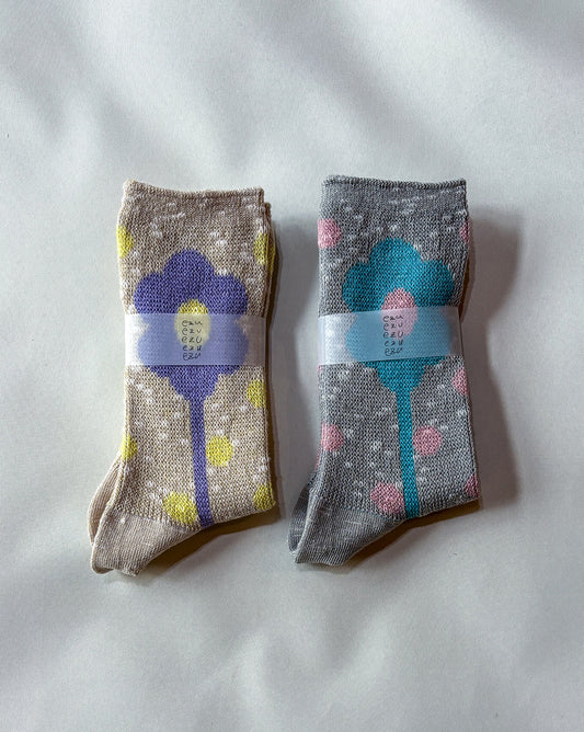 flower jacquard socks